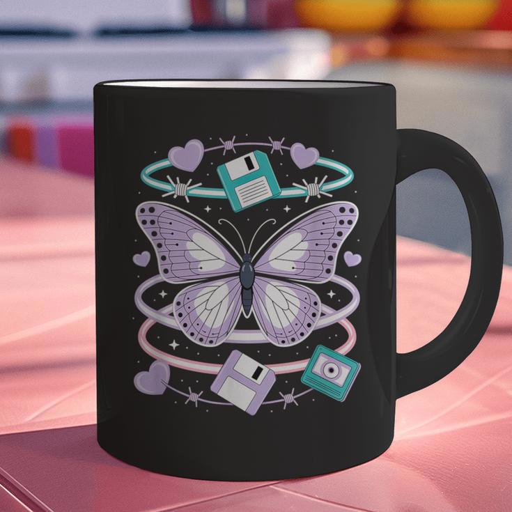 Y2K Butterfly Floppy Disk Art Digital Nostalgia Graphic Print Coffee Mug Y2K Butterfly Floppy Disk Art Digital Nostalgia Graphic Print Coffee Mug