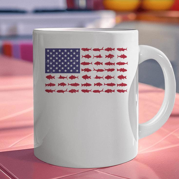 American Flag Fishing-Shirt Men Kids Bass Fish Dad Patriotic Graphic Print Coffee Mug