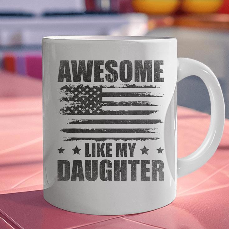 Awesome Like My Daughter Mom Dad American Flag Graphic Print Coffee Mug