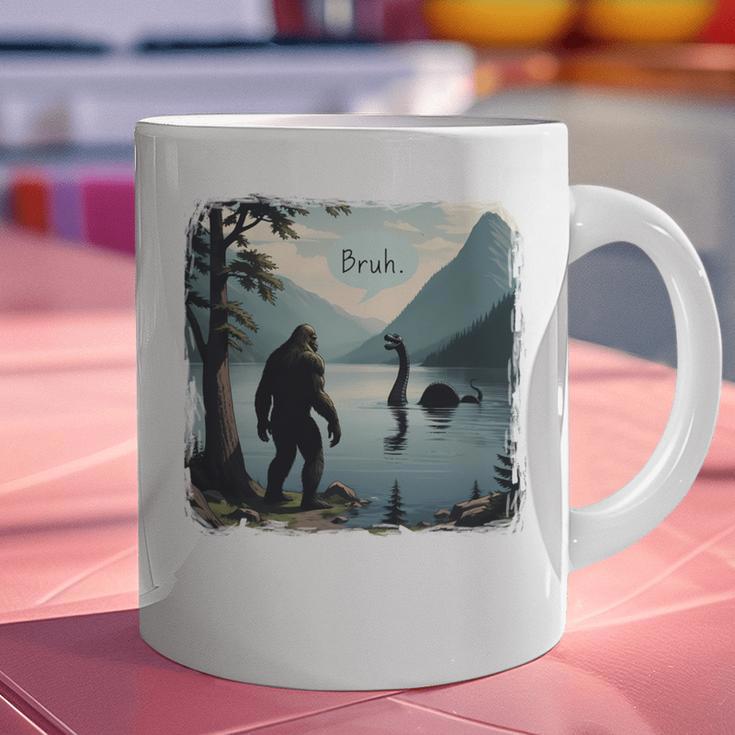 Bigfoot Sasquatch & Loch Ness Monster Introvert Bruh Graphic Print Coffee Mug