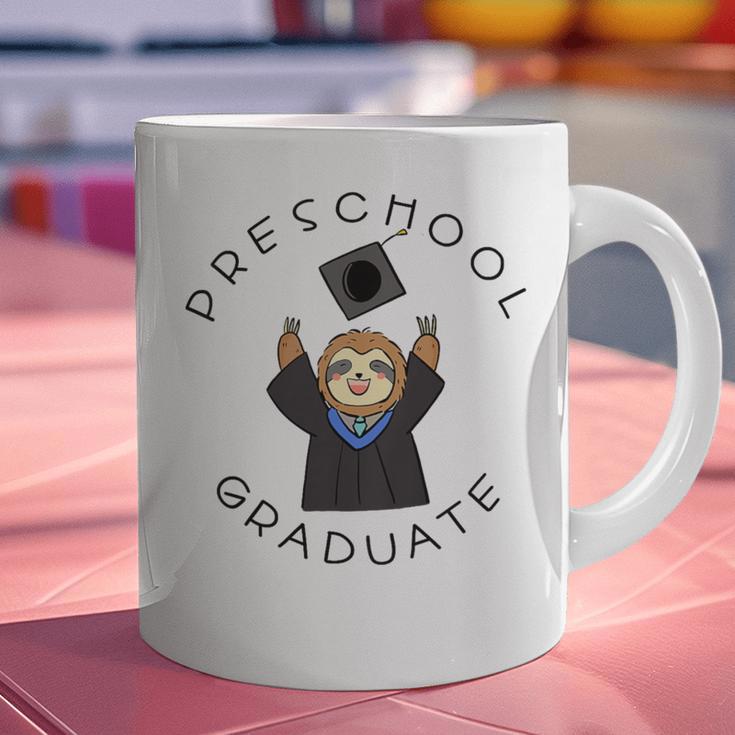 Boys Girls Preschool Graduate Sloth Graduation Cap Graphic Print Coffee Mug