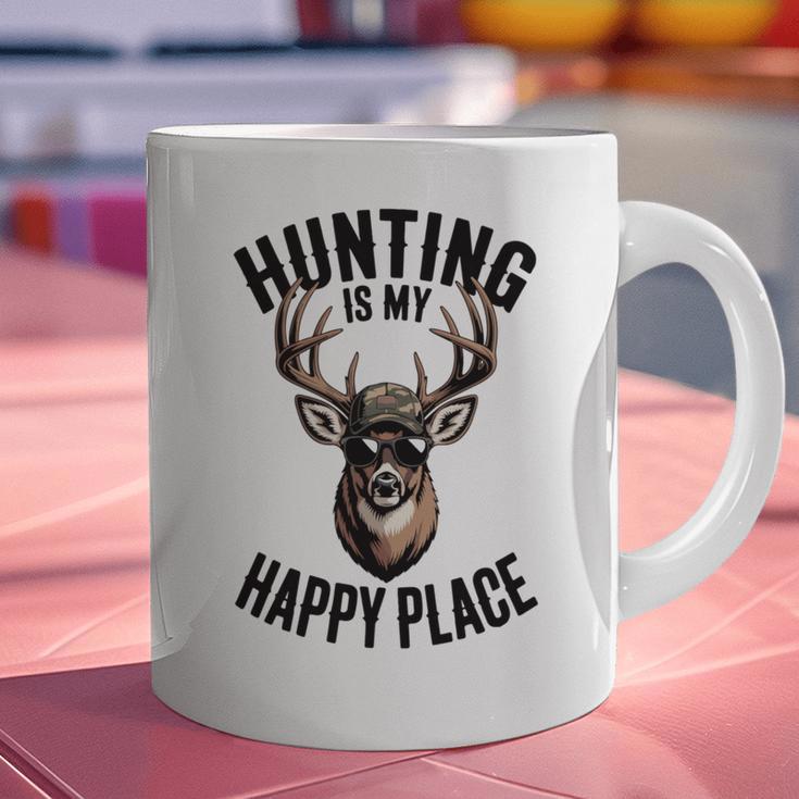 Camo Deer Hunting Is My Happy Place Dad Hunter Graphic Print Coffee Mug
