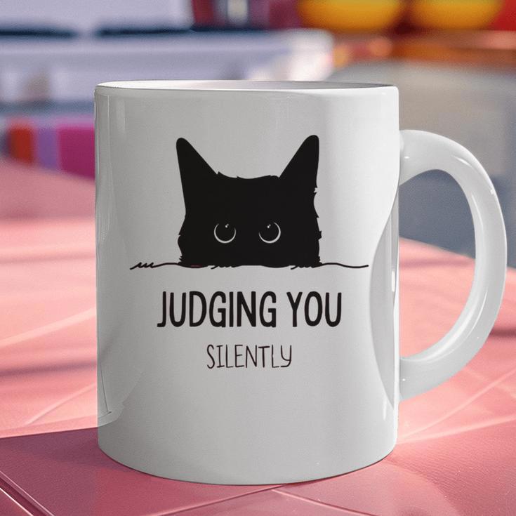 Cat Judging You Silently Cat Mom Dad Premium Tri-Blend Graphic Print Coffee Mug