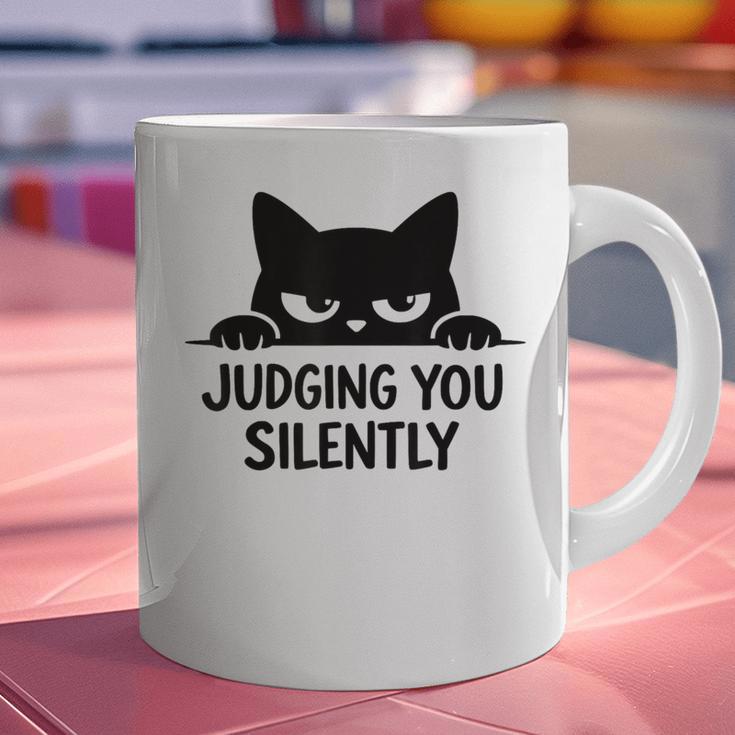 Cat For Cat Lover Mom Dad Cat Judging You Silently Graphic Print Coffee Mug
