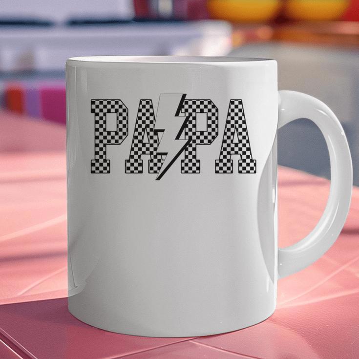 Checkered Papa Lightning Bolt Fathers Day Dad Grandpa Graphic Print Coffee Mug