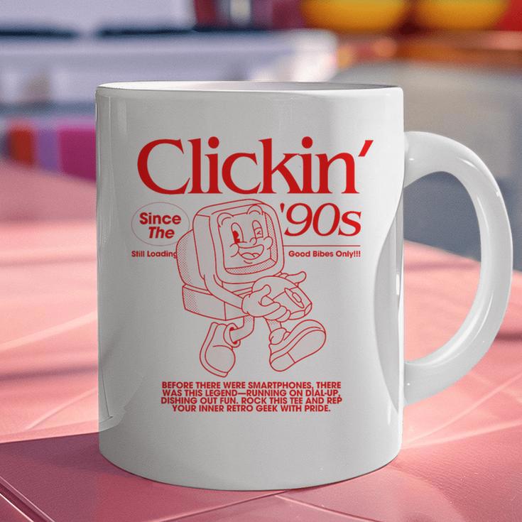 Clickin' Since The 90s Retro Computer Nostalgia Graphic Print Coffee Mug