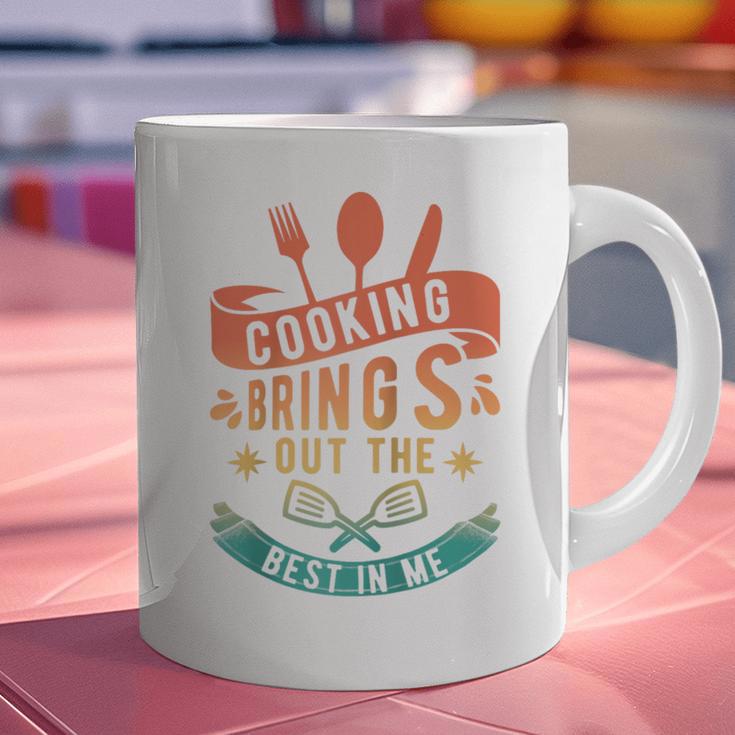 Cooking Brings Out The Best In Me Crafting Flavorful Memory Raglan Baseball Tee Graphic Print Coffee Mug
