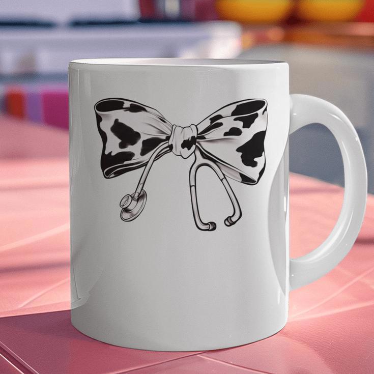 Cow Print Bow And Stethoscope Nurse RN Graduation Coquette Graphic Print Coffee Mug