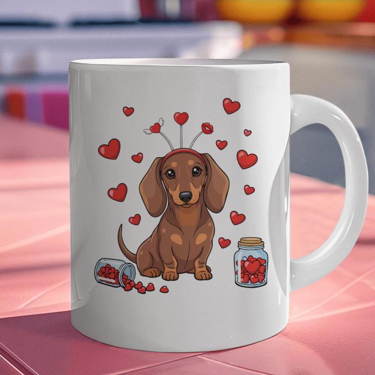 Cute Dachshund Valentine's Day Heart Love Dog Mom Dog Dad Graphic Print Coffee Mug