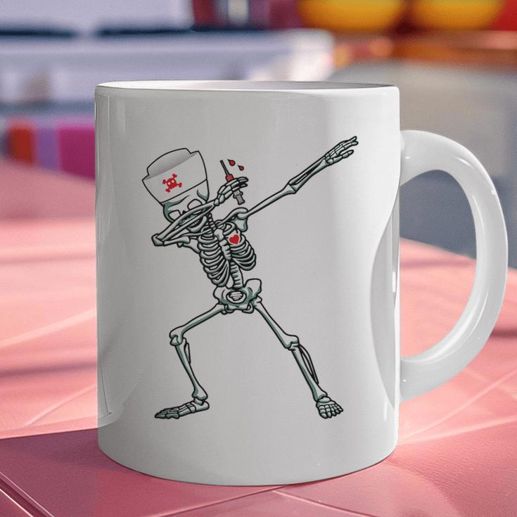 Dabbing Skeleton Nurse Halloween Graduation Graphic Print Coffee Mug