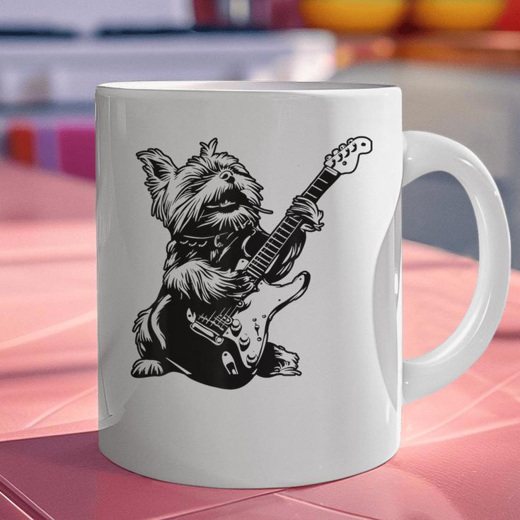 Dog Guitarist Guitar Yorkie Dad Mom For Men Women Graphic Print Coffee Mug