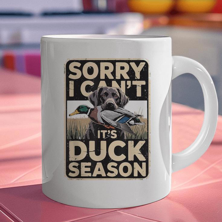Duck Hunting Dog Sorry I Cant Its Duck Season Dad Joke Graphic Print Coffee Mug Duck Hunting Dog Sorry I Cant Its Duck Season Dad Joke Graphic Print Coffee Mug