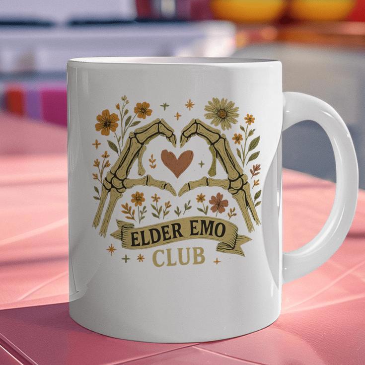 Elder Emo Club Skeleton Hands Heart Nostalgia Premium Tri-Blend Graphic Print Coffee Mug