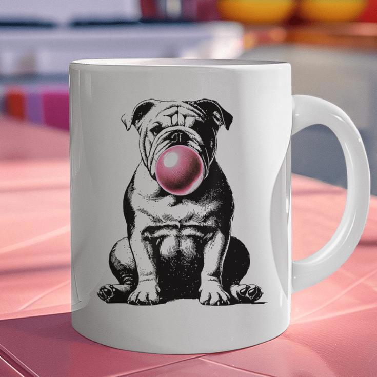 English Bulldog Bubble Gum Vintage Dog Mom Pet Dad Graphic Print Coffee Mug