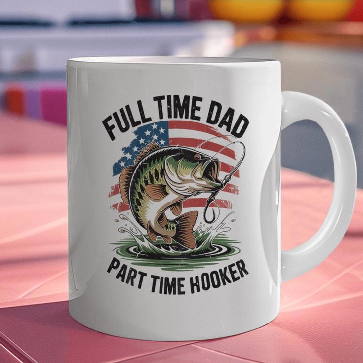Fishing 4th July Full Time Dad Part Time Hooker On-Back Graphic Print Coffee Mug