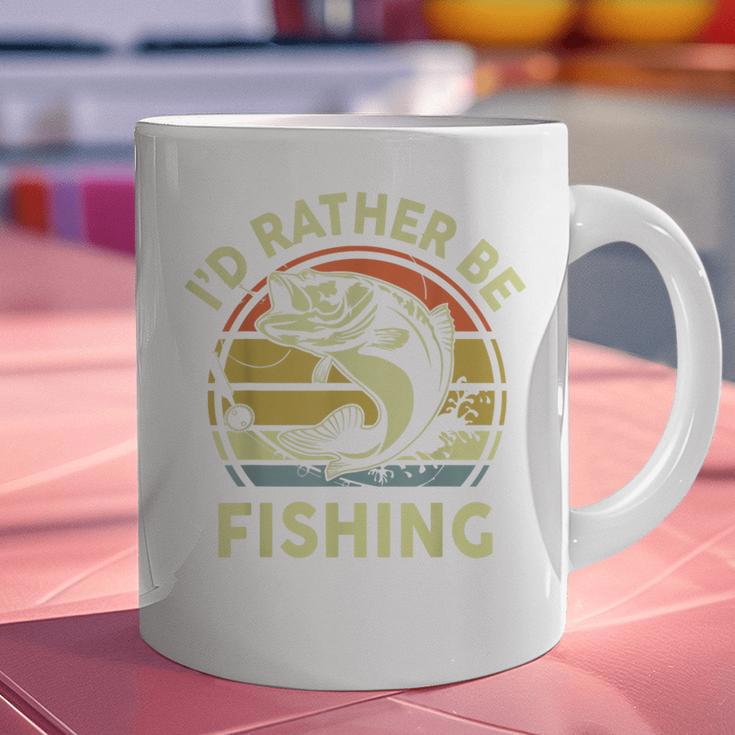 Fishing I'd Rather Be Fishing Bass Fish Dad Jokes Graphic Print Coffee Mug