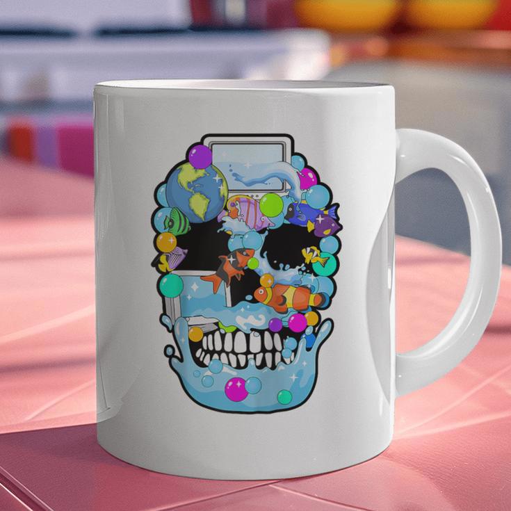 Frutiger Aero Aesthetic Tech Skull Computer Fishes Raglan Baseball Tee Graphic Print Coffee Mug