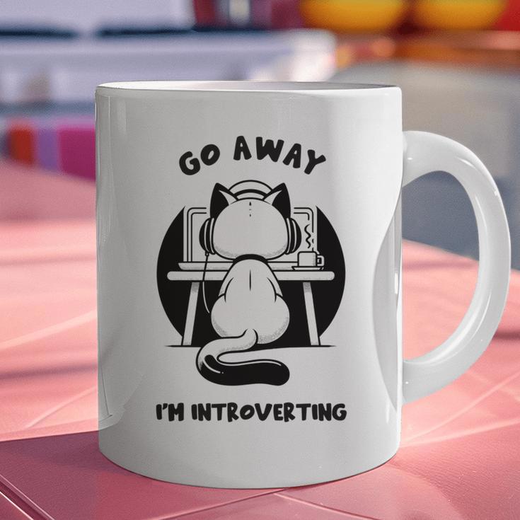 Go Away I'm Introverting Cat With Coffee Graphic Print Coffee Mug Go Away I'm Introverting Cat With Coffee Graphic Print Coffee Mug