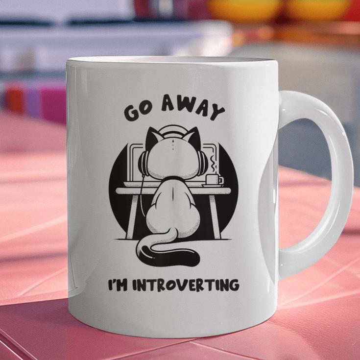 Go Away I'm Introverting Cat With Coffee Graphic Print Coffee Mug Go Away I'm Introverting Cat With Coffee Graphic Print Coffee Mug