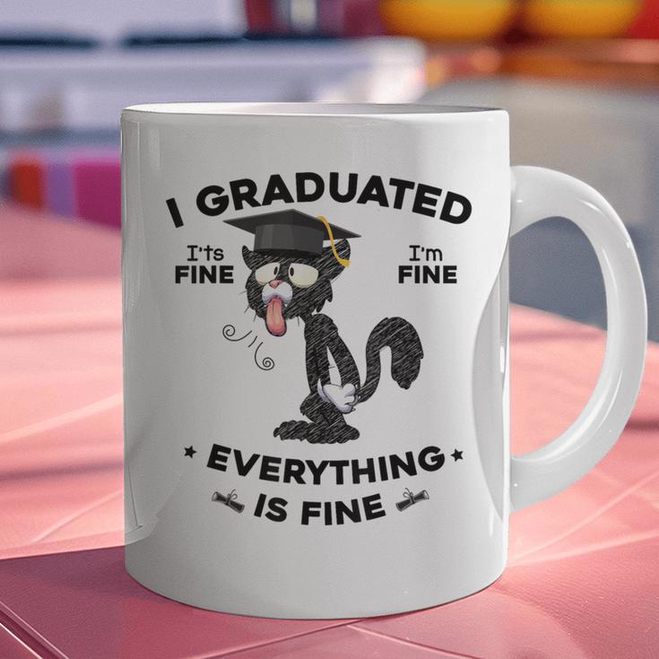I Graduated Graduate Class 2025 Cat Graduation Graphic Print Coffee Mug