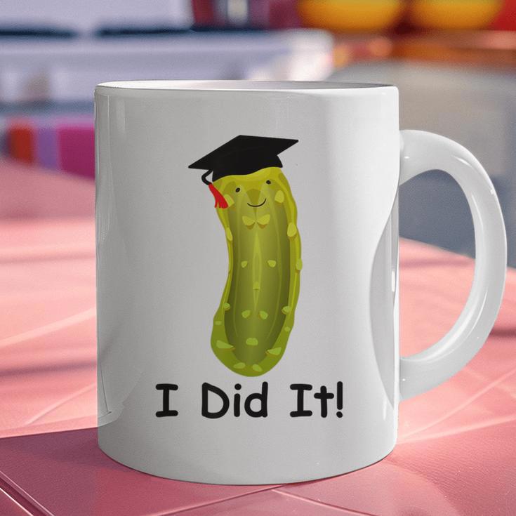 Graduation Cap Wearing Big Dill Pickle I Did It Graduate Fun Graphic Print Coffee Mug
