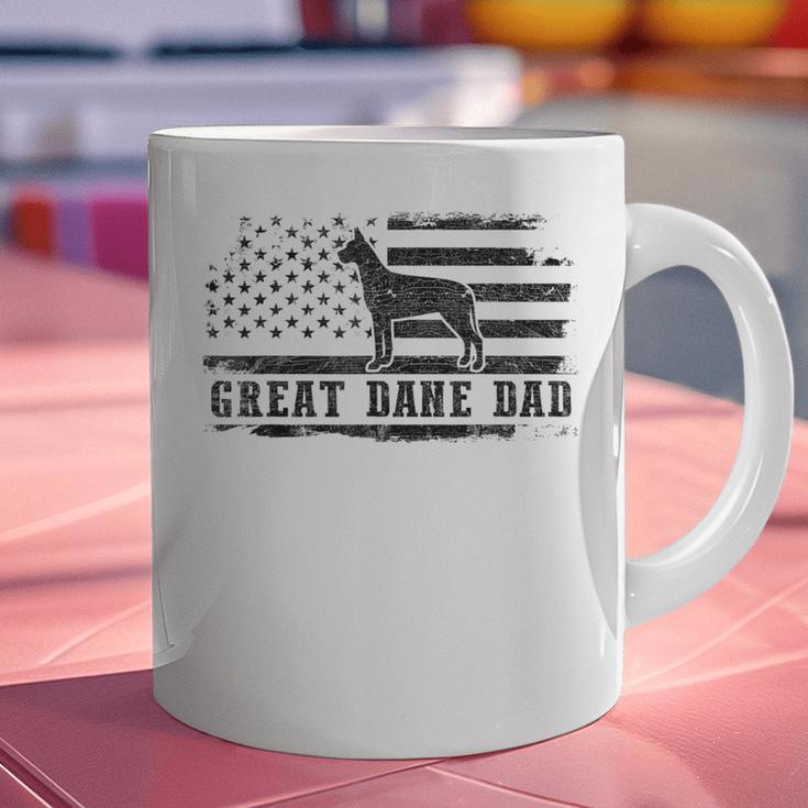 Great Dane Dad Distressed American Flag Patriotic Dog Graphic Print Coffee Mug