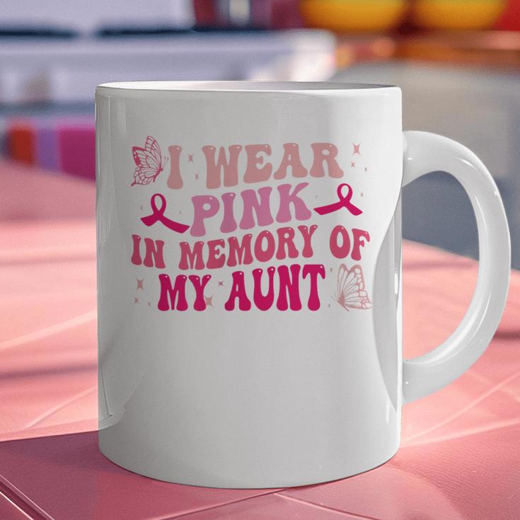 Groovy I Wear Pink In Memory Of My Aunt Breast Cancer Back Graphic Print Coffee Mug Groovy I Wear Pink In Memory Of My Aunt Breast Cancer Back Graphic Print Coffee Mug