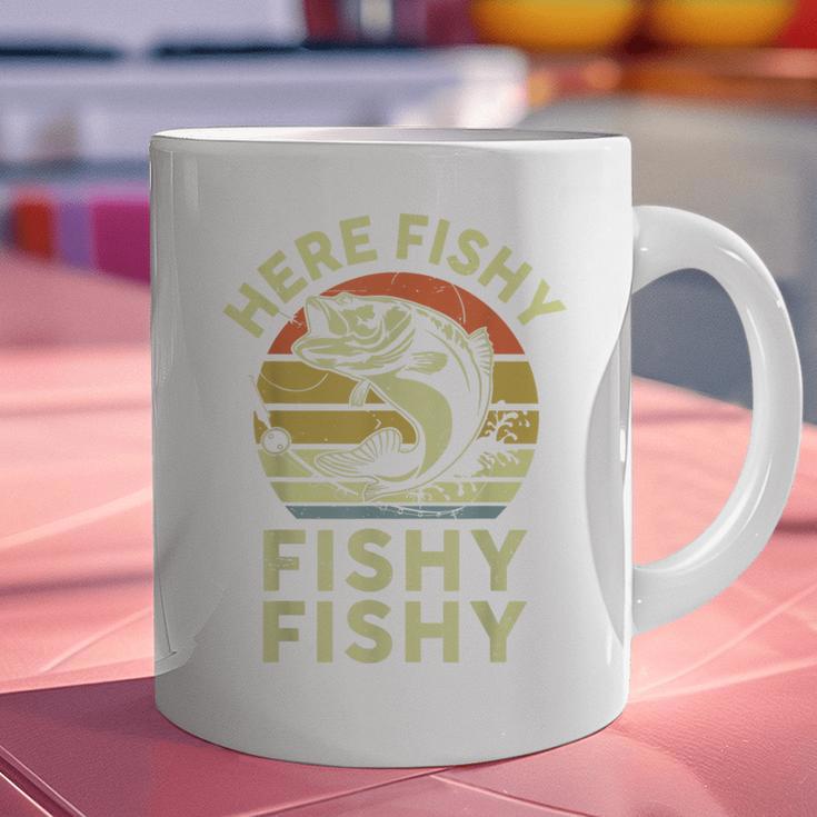 Here-Fishy Fishing Boy Large Mouth Bass Dad Graphic Print Coffee Mug