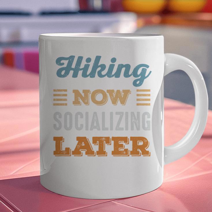 Hiking Now Minimal Socializing Introvert Vintage Graphic Print Coffee Mug Hiking Now Minimal Socializing Introvert Vintage Graphic Print Coffee Mug