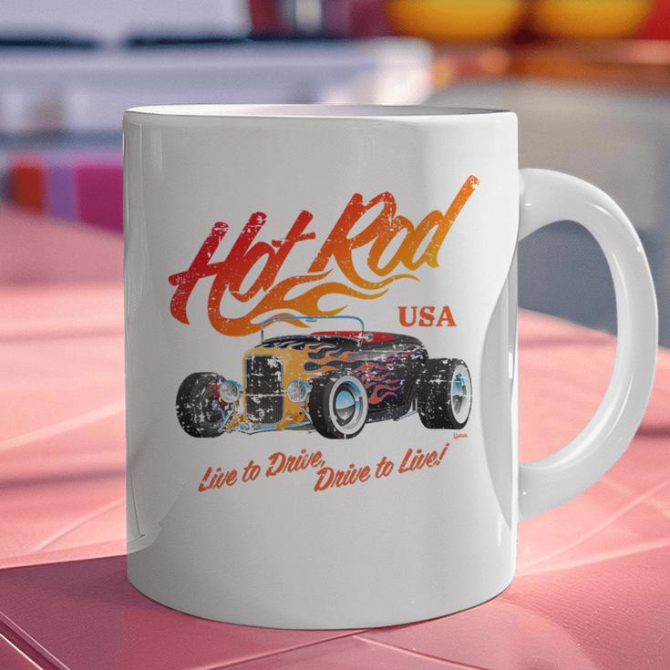 Hotrod Vintage Style Car Nostalgia Hotrod Distressed Premium Tri-Blend Graphic Print Coffee Mug