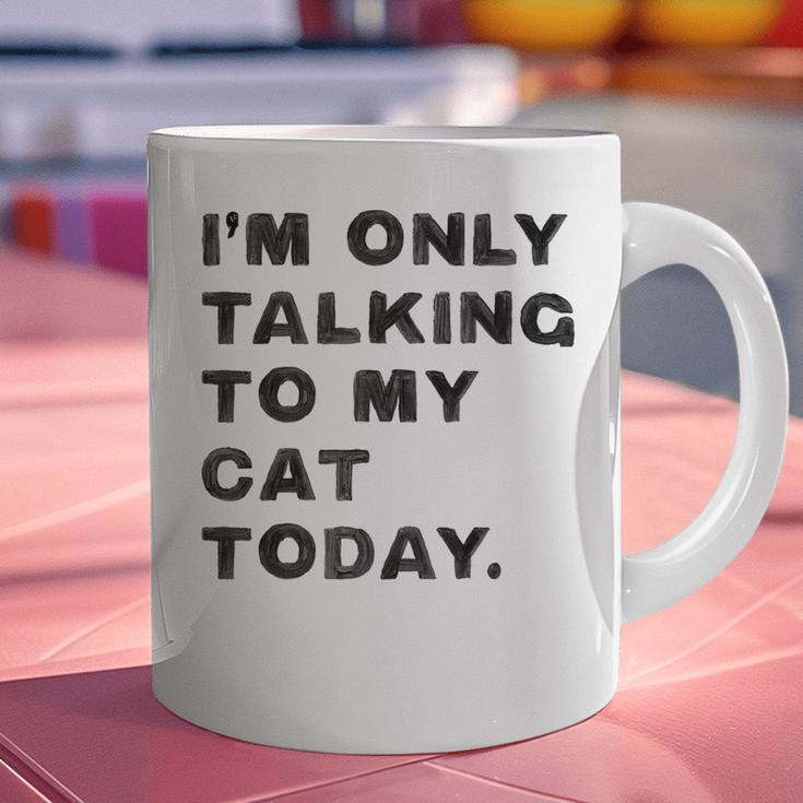 I'm Only Talking To My Cat Today Introvert Chalk For Men Women Graphic Print Coffee Mug