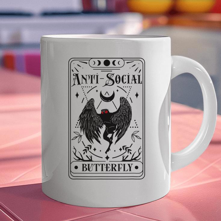 Introvert Apparel Emporium Mothman Tarot Card Antisocial Butterfly Cryptozoologist -Adults Grey Graphic Print Coffee Mug Introvert Apparel Emporium Mothman Tarot Card Antisocial Butterfly Cryptozoologist -Adults Grey Graphic Print Coffee Mug