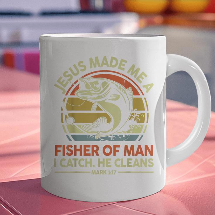 Jesus Made Fisher Man Christian Fishing Bass Fish Dad Graphic Print Coffee Mug