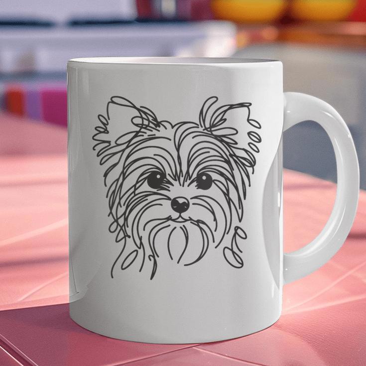 Line Art Dad Mom Dog Teecup Yorkie Graphic Print Coffee Mug