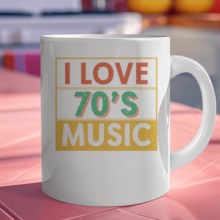I Love 70's Music Retro Style Nostalgia Vibe 1970 70's Party Premium Tri-Blend Graphic Print Coffee Mug