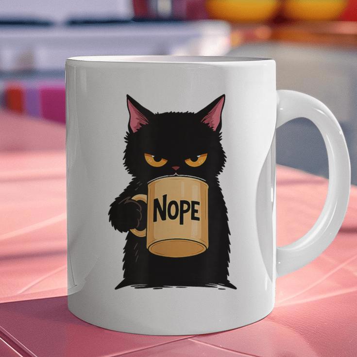 Nope Coffee Cat – Introvert Humor Monday Kitty Graphic Print Coffee Mug
