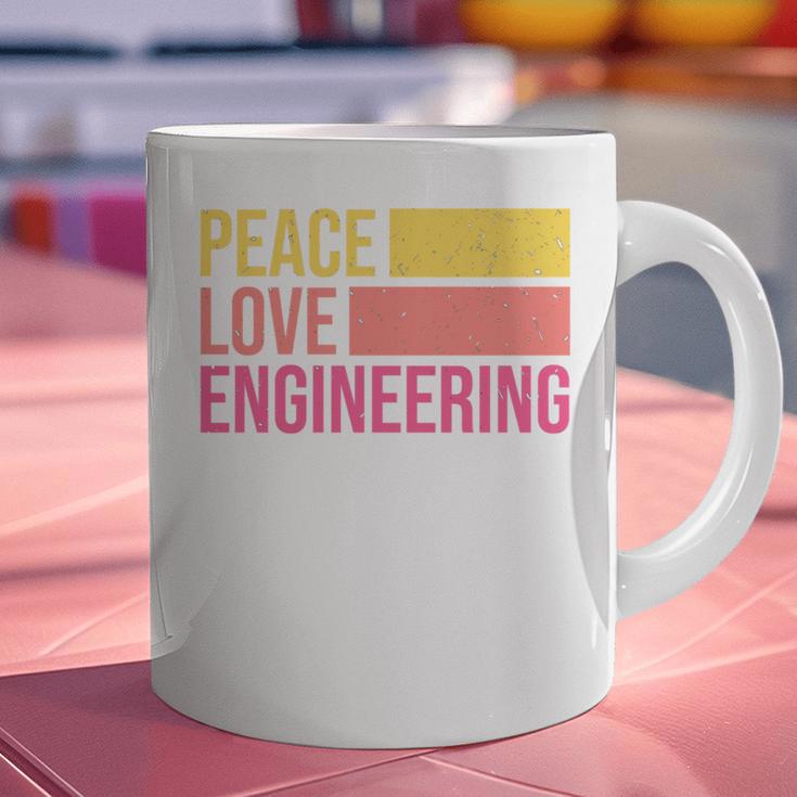 Peace Love Engineering Engineer School Graduation Retro Graphic Print Coffee Mug