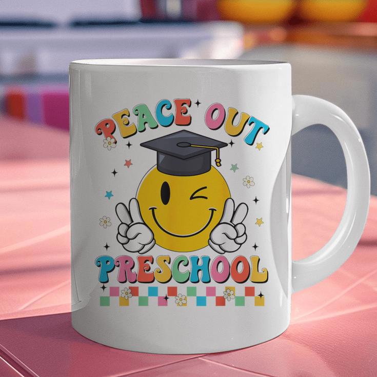 Peace Out Preschool Graduation Last Day Teachers Boys Girls Graphic Print Coffee Mug