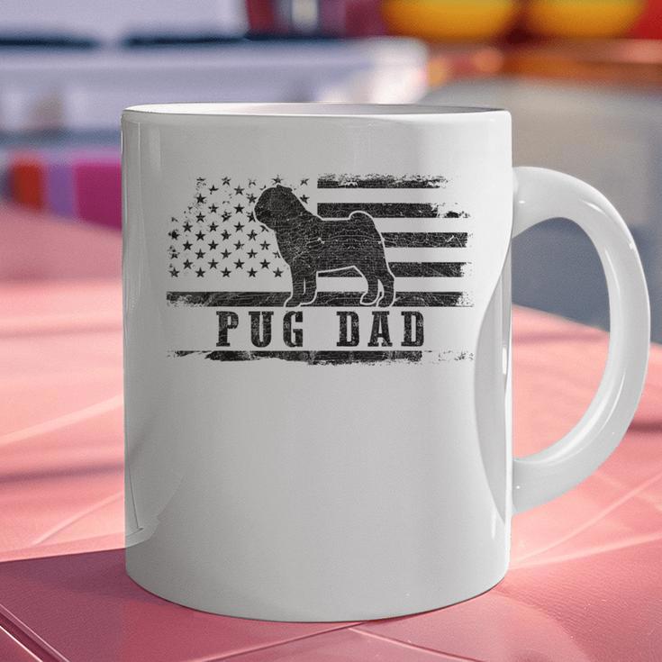 Pug Dad Distressed American Flag Patriotic Dog Graphic Print Coffee Mug