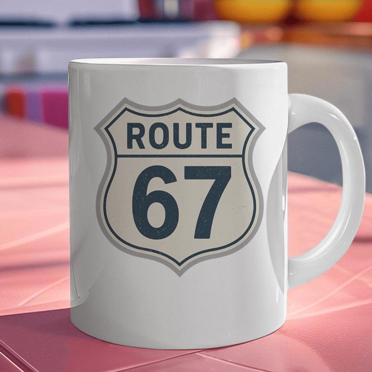 Retro Route 67 Highway Sign Vintage Road Nostalgia Premium Tri-Blend Graphic Print Coffee Mug Retro Route 67 Highway Sign Vintage Road Nostalgia Premium Tri-Blend Graphic Print Coffee Mug