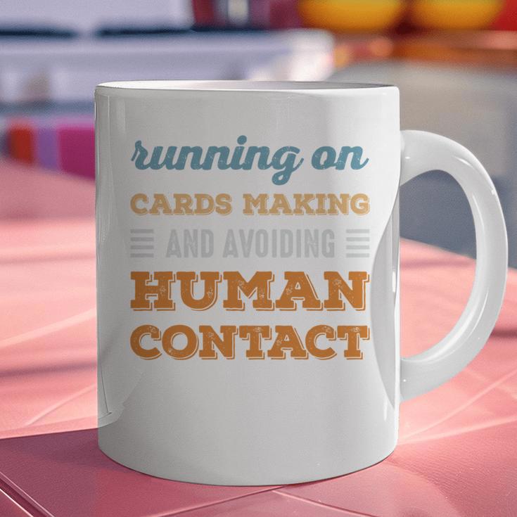 Running On Cards Making Social Introvert Humor Vintage Graphic Print Coffee Mug