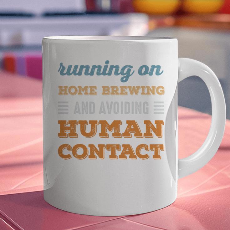 Running On Home Brewing Social Introvert Humor Vintage Graphic Print Coffee Mug