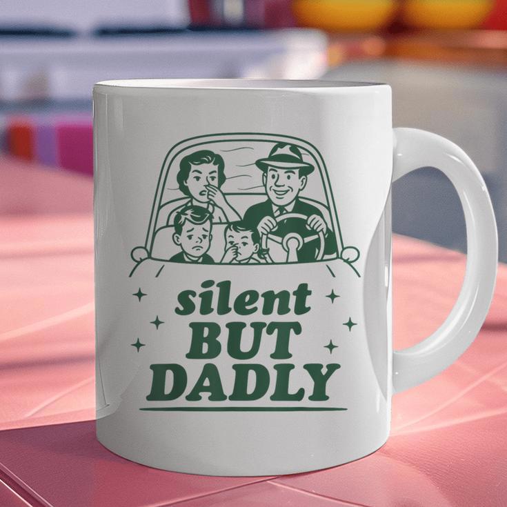 Silent But Dadly Father's Day Fart Dad Farting Vintage Graphic Print Coffee Mug