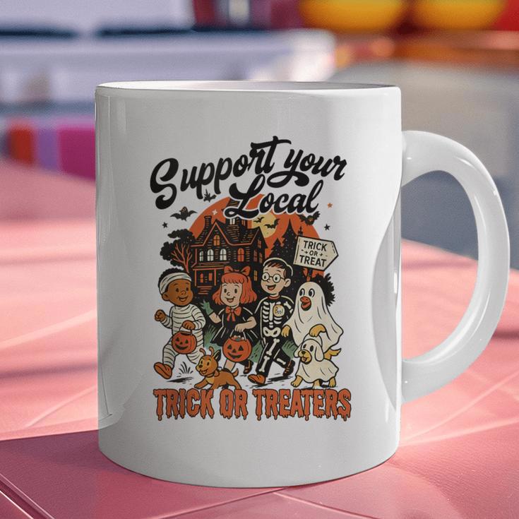 Support Your Local Trick Or Treaters Retro Spooky Nostalgia Graphic Print Coffee Mug