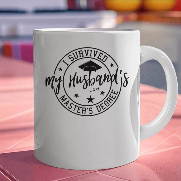 I Survived My Husband's Masters Degree Funny 2023 Graduation Graphic Print Coffee Mug