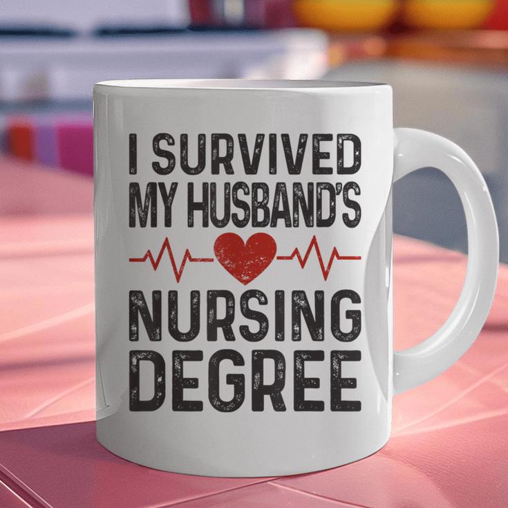 I Survived My Husband's Nursing Degree School Graduation Graphic Print Coffee Mug