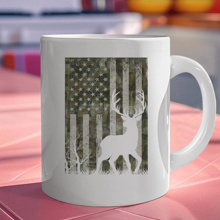 US Flag Deer Elk Buck Camoflage Hunting Hunter Dad Grandpa Graphic Print Coffee Mug
