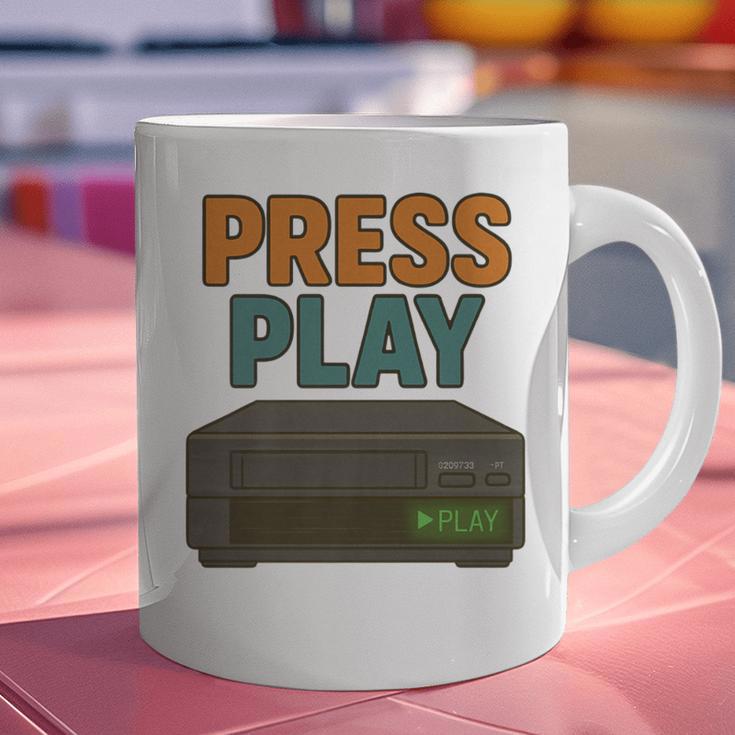 VHS Cassette Retro Analog Nostalgia Theme Premium Graphic Print Coffee Mug