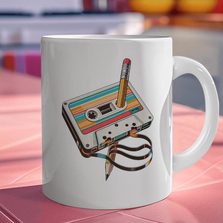 Vintage Cassette Tape And Pencil Nostalgia Party 70s 80s 90s Premium Graphic Print Coffee Mug