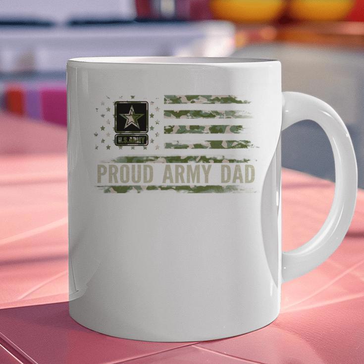 Vintage Proud Army Dad Camo American Flag Veteran Graphic Print Coffee Mug